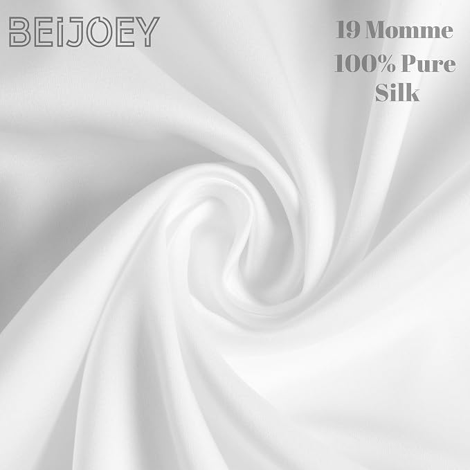 100% Mulberry Silk Pillowcase 2 Pack for Hair and Skin,with Hidden Zipper,Both Sides 19 Momme 600 Thread Count Natural Silk Pillow Cover,Soft Breathable Smooth (White, Queen 20''x30'')