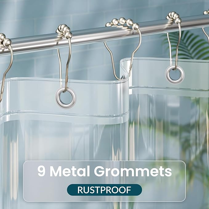 Titanker Plastic Shower Curtain Liner, Clear Shower Liner PEVA 54x72 Lightweight Waterproof Shower Curtains for Bathroom with Magnets and Rustproof Grommets