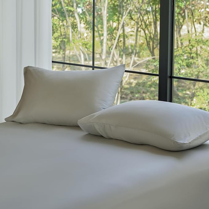 DOZ by SIJO Pillowcase Set, 100% Viscose derived from Organically Grown Bamboo, Buttery Soft, Silky, Breathable, Cooling, Oeko-TEX, High GSM, 2-Pack, Envelope Closure (King, Dove)