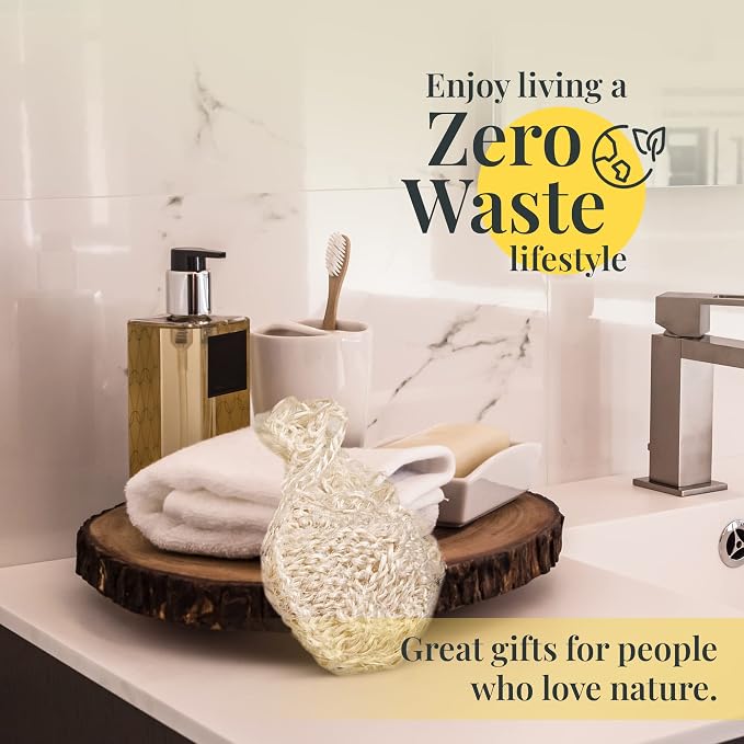 Natural Loofah Body Scrubber – Exfoliating Loofah Sponge, Handwoven Sisal Agave with Soap Pouch, Eco-Friendly Arabic - Turkish Bath Washcloth for Women & Men (2-Pack)