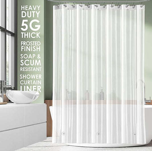 Clara Clark Shower Curtain Liner - Lightweight Vinyl PEVA, 72x72 Frosted, Waterproof Plastic With 3 Magnets, 5G Premium for Bathroom