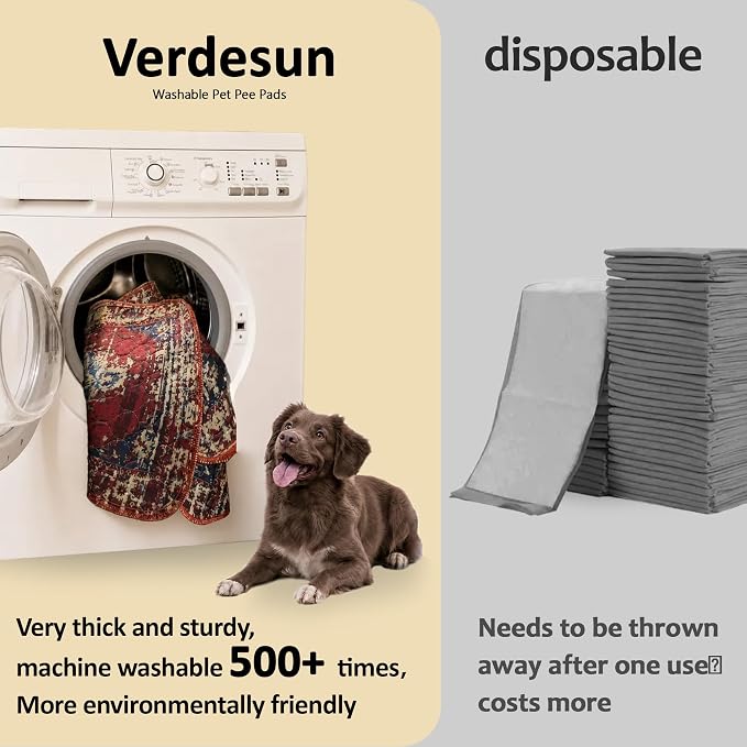 Washable Pee Pads for Dogs, Reusable Puppy Potty Training Pads, Ultra-Absorbent Thick Waterproof Leak-Proof Non-Slip Pads & Mat for Crate, Playpen, Floor, Whelping & Housebreaking , 2 Pack 18"x24"