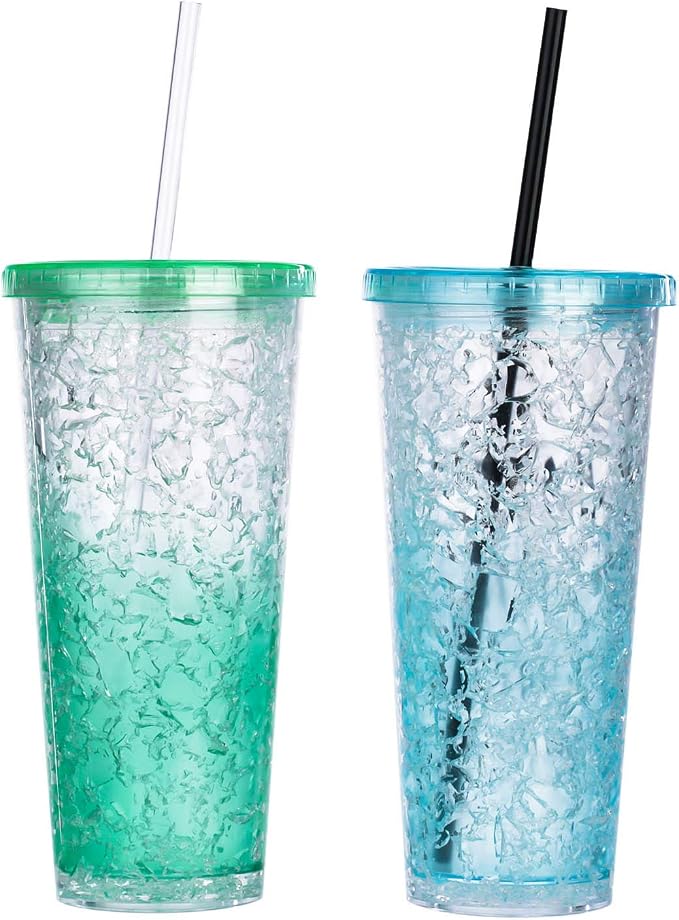 Dakoufish 9 Inch Clear Reusable Thick Plastic Drinking Straws for 16 oz & 20 oz Mason Jar Tumblers,Set of 12 Pcs Straws with Cleaning Brush (9inch, Clear)