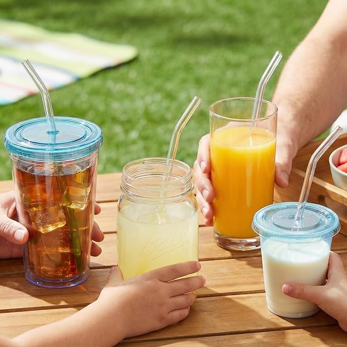 6-Pack Replacement Clear Straws for Stanley 20oz 14oz Tumbler, Plastic Reusable Straws for Yeti 30oz 25 oz 26 oz 20 oz Tumbler, Food Grade Tritan Straw for Mason Jar 16oz Venti Cup, bent