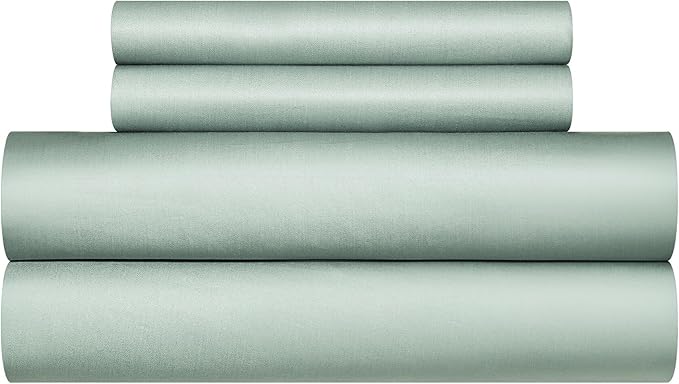 Sage Green Cotton Duvet Cover Set King 100% Long-Staple Cotton Sateen Bedding Set, Soft Breathable Smooth Organic Pure Cotton Plain Comforter Cover, Luxury Minimalist Bedroom Decor for All Season