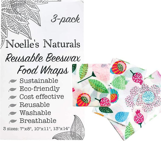 Organic Beeswax Food Wrap Covers Resusable Sustainable - Set of 3
