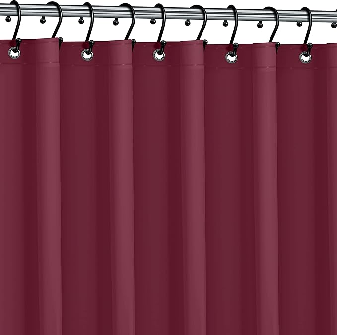 No Smell Shower Curtain Liner 72x72 Burgundy - PEVA Plastic Shower Curtain for Bathroom, PVC-Free Waterproof Burgundy Shower Liner with Metal Grommets and Magnet-Weighted Bottom Hem - Washable Liner