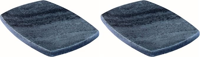 KLEO Natural Stone Soap Dish or Bath Accessories for Bath Tub or Wash Basin (Black with Natural Lines) (Pack of 2)