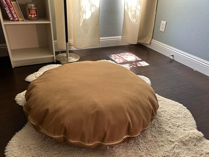 Round 100% Cotton Canvas Dog Bed Cover: Washable, Durable, Eco-Friendly, Multiple Colors, XS-XXL, Made in USA (Medium Brown, X Large 42 Inches)