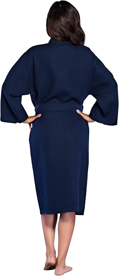 Turquaz Lightweight Long Waffle Kimono Spa Robe for Women