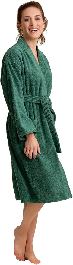 Women's Turkish Terry Kimono Style Bathrobe - 100% Cotton Robe for Women - Comfortable & Absorbent - Soft & Cozy Wear