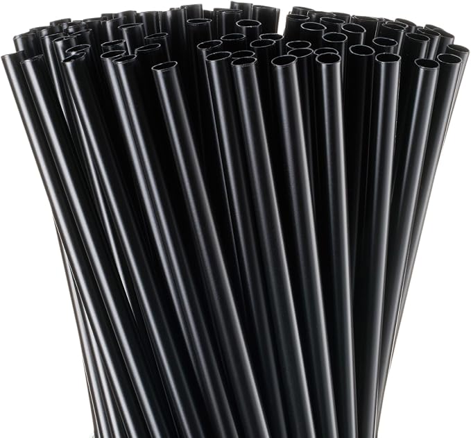 Honeydak 120 Pcs Black Straws Reusable 9" Plastic Straws Black Hard Drinking Tube for Smoothies Beverage Cocktail Home Restaurant Holiday Party Supply