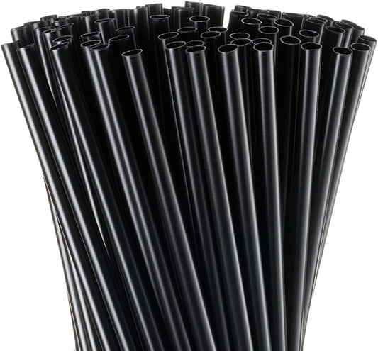 Honeydak 120 Pcs Black Straws Reusable 9" Plastic Straws Black Hard Drinking Tube for Smoothies Beverage Cocktail Home Restaurant Holiday Party Supply