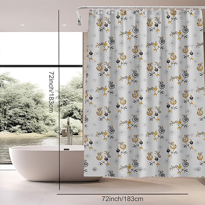 TIKABC Shower Curtain Liner, 4G PEVA Shower Liner, Plastic Waterproof Shower Curtains, 72x72 inch with Grommet Holes 3 Magnetic Weights