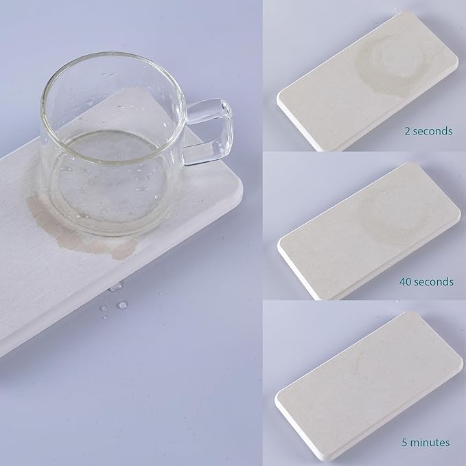 NiuYichee Water Absorbing Stone Tray for Sink, Quick-Drying Diatomite Bathroom Trays, Kitchen Sink Soap Dish, 2pcs 3.15 x 3.15in + 2pcs 6.3 x 3.15in, White