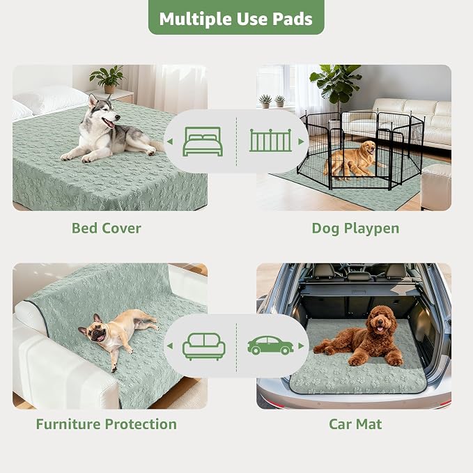 LOOBANI 2 Packs Extra Large Washable Pee Pads for Dogs,72x72in Non-Slip Reusable Puppy Pads, Super Absorbent Pet Whelping Pads, Puppy Playpen Mat for Incontinence, Housebreak, Floor and Bed