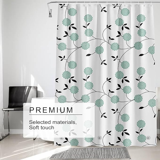 TIKABC Shower Curtain Liner, 4G PEVA Shower Liner, Plastic Waterproof Shower Curtains, 72x72 inch with Grommet Holes 3 Magnetic Weights