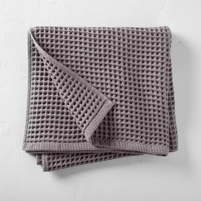 Waffle Towel for Bathroom 59x30 Inches, Turkish Bath Towel, Cotton Bath Towel, 6 Color Option, Mint Green, Brown White, Anthracite, Powder Pink, Gray (Anthracite)