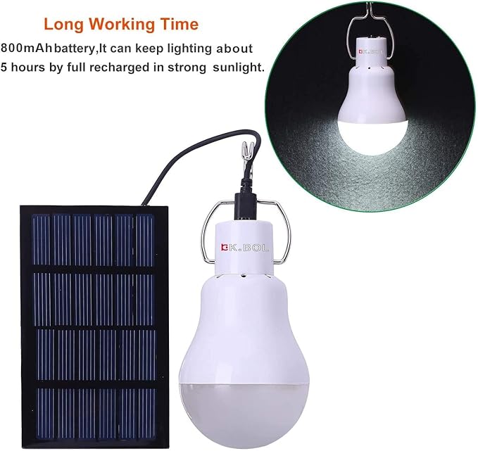 Solar Powered Light Led Bulb Solar Lights Camping Lamp Emergency Light Bulbs Solar Lamp for Home Shed Patio Garden Chicken Coop Barn Pet House Patio Path Deck Lantern