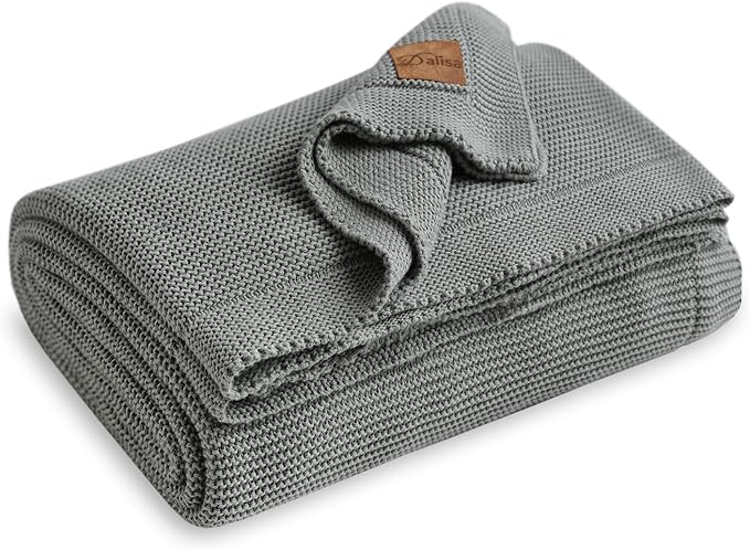 Dalisa 100% Organic Turkish Cotton Throw Blanket - GOTS Certified, Cozy - Perfect for Couch, Bed, and Home Decor - Boho Vintage Knit Alina - Green - 60x80