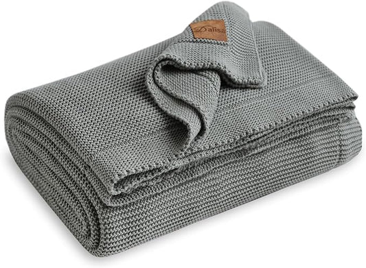Dalisa 100% Organic Turkish Cotton Throw Blanket - GOTS Certified, Cozy - Perfect for Couch, Bed, and Home Decor - Boho Vintage Knit Alina (Green, 80x90)