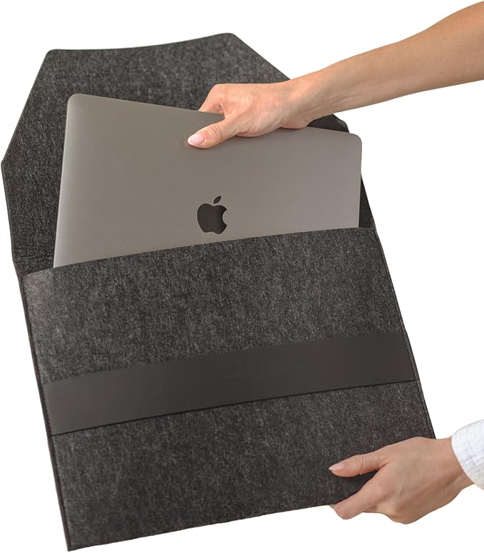 SortJoy Felt Laptop Sleeve and File Folder - Sleek and Durable Protective Case for Laptops and Documents, Perfect for Work, School, or Travel, Fits Devices Up to 15 Inches (Carbon, Dark Grey)