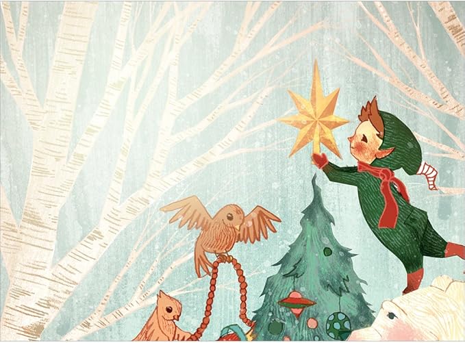 Tree-Free Greetings - Season's Greeting Cards - Artful Designs - 10 Cards + Matching Envelopes - Made in USA - 100% Recycled Paper - 5 x 7 - Christmas Laughter (HB93535)