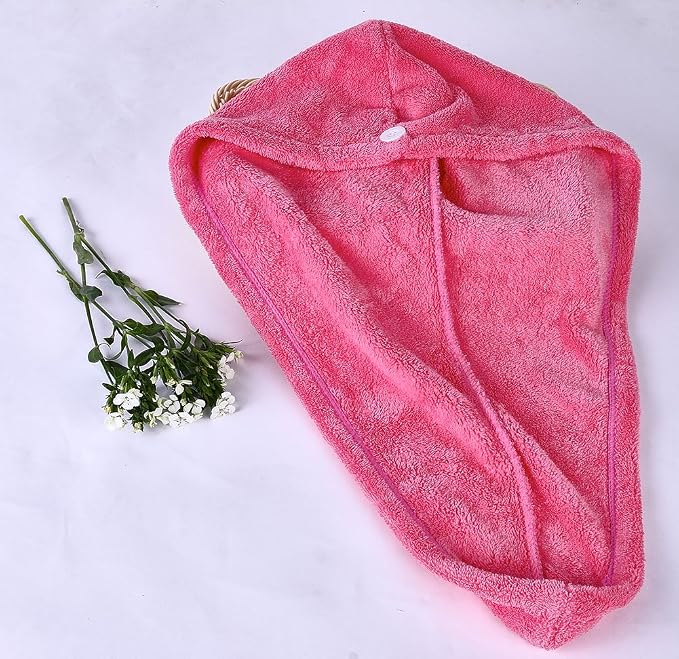 YYXR Microfiber Quick Drying Hair Towel Wrap - Super Absorbent Drastically Reduce Hair Drying Time(2-Pack Rose &Purple)
