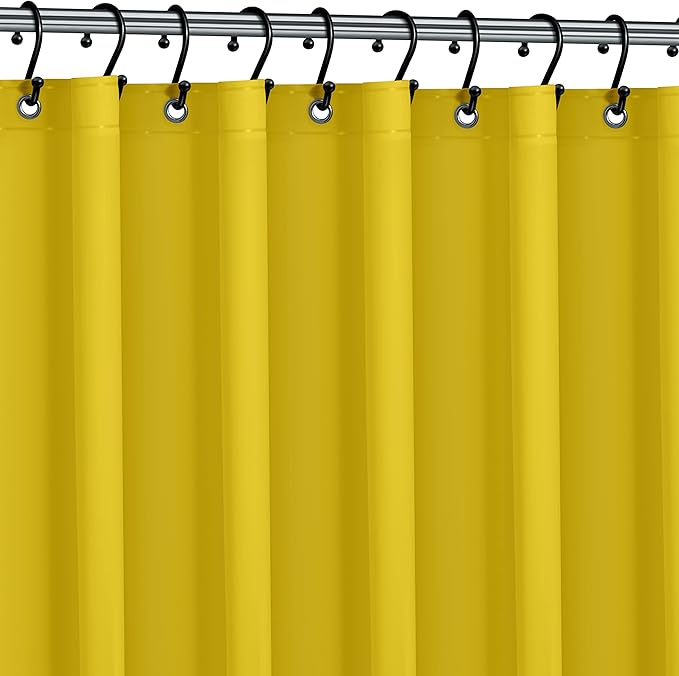No Smell Shower Curtain Liner 72x72 Yellow - PEVA Plastic Shower Curtain for Bathroom, PVC-Free Waterproof Yellow Shower Liner with Metal Grommets and Magnet-Weighted Bottom Hem - Washable Liner