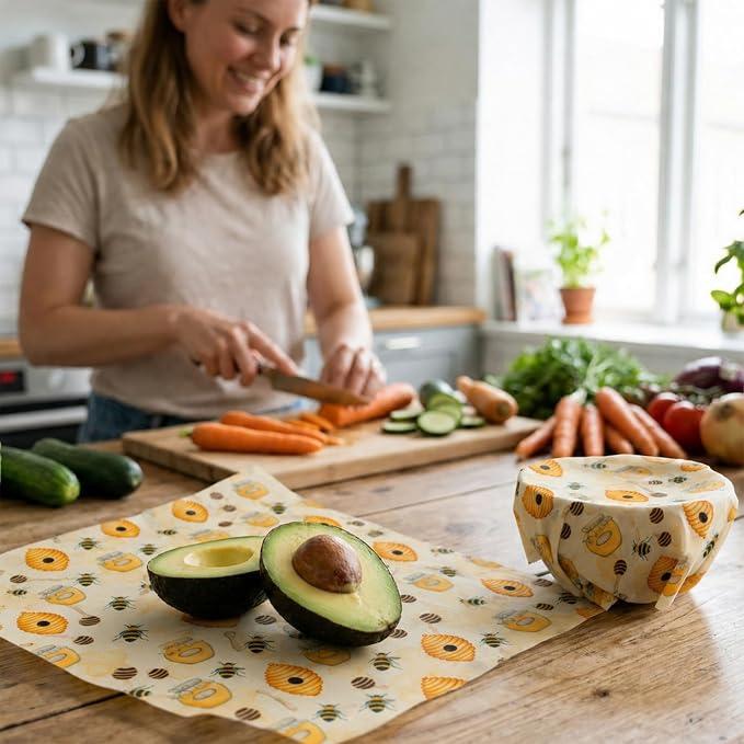 Beeswax Wraps for Food Roll (13x40 inch) Reusable Beeswax Paper | Cut-to-Size for Bread, Cheese, Kitchen Storage, Washable Plastic Free