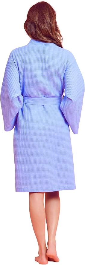 Soft Touch Linen Women's Kimono Waffle Robe-Luxurious & Absorbent & Quick Dry-Cotton & Polyester Blend