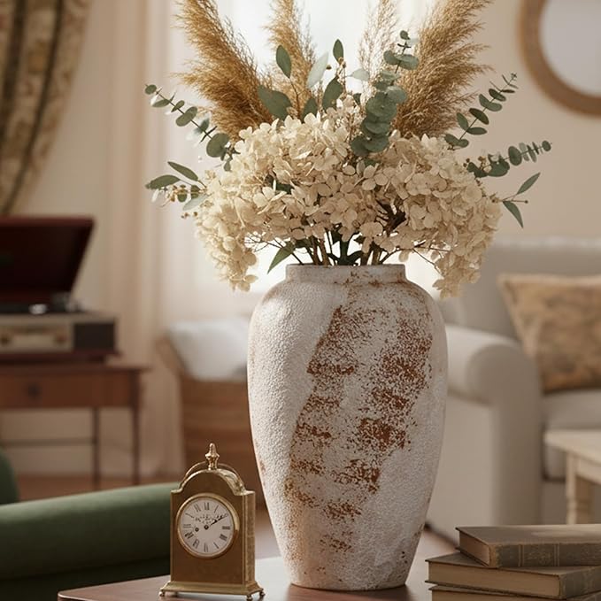Large Ceramic Vase, 11.8 Inch Minimalist Decorative Farmhouse Vase for Home Decor, Living Room, Shelf Decor, Entryway, Wedding, Table Decoration