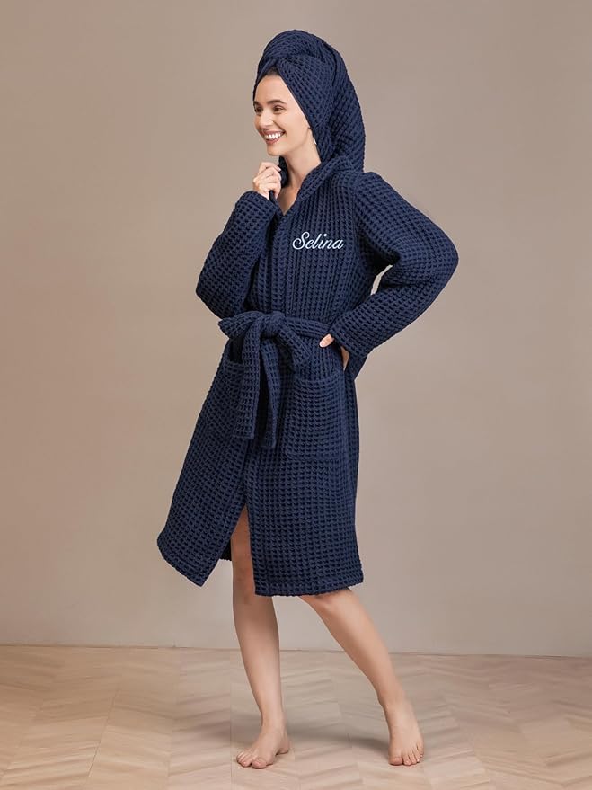 Luxury Organic Japanese Cotton Hotel & Spa Waffle Bathrobe for Men and Women (Hooded/Kimono)