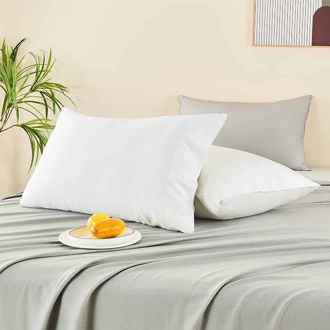 BEDELITE White Pillow Cases Queen Size Set of 2, Rayon Derived from Bamboo，Cooling Pillow Cases for Hot Sleepers & Night Sweats, Breathable and Silky Soft Envelope Pillowcases, 20"x30"