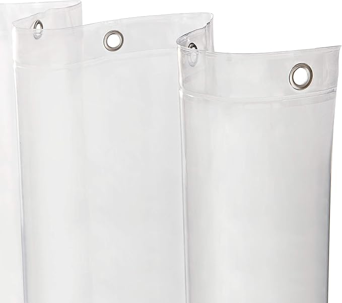 Kenney KN61443PK2 Medium Weight 5 Gauge Waterproof PEVA Shower Curtain Liner with Rust-Resistant Metal Grommets and Weighted Magnetic Hem for Bathroom, 70" W x 72" H, Clear, 2-Pack