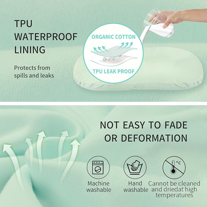 Pucmaoci Organic Waterproof Baby Lounger Cover | 100% Organic Cotton | Removable With Waterproof Liner | Machine Washable and Dry (Green)
