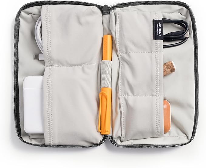 Moment Everything Tech Organizer – Water-Resistant Travel Pouch for Cables, Chargers & Accessories | Regular & Mini Sizes (Gray, Mini)