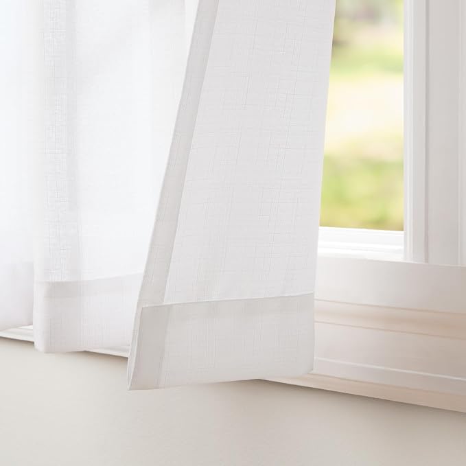 EXCLUSIVE HOME Loha Linen Grommet Top Curtain Panel Pair, 54"x108", Winter White