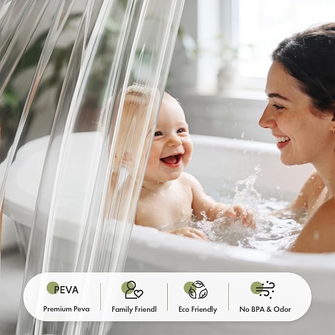 Bathway Shower Curtain Liner, Clear Shower Curtain Liner 72x72 PEVA Waterproof Shower Curtain Liner Plastic with 3 Magnets and 12 Rustproof Metal Grommets, Lightweight Shower Liner for Bathroom