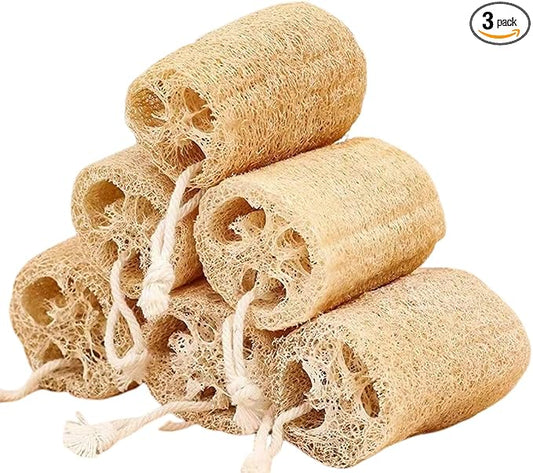 Natural Loofah Sponge Organic Loofah Set, exfoliating Body Scrub Shower Loofah for Men and Women, Bath and Clean Skin, Back and face Ecological Tools (6-piece Set)