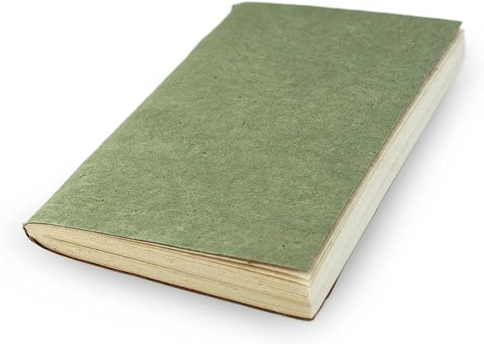 Nepali Companion Pocket Notebook with Handmade Paper and Vegetable-Dyed Cover, Vintage Composition Notebook for Office, School, and Home, 3.5x5 inch, Handcrafted in Nepal (Small, Sage)