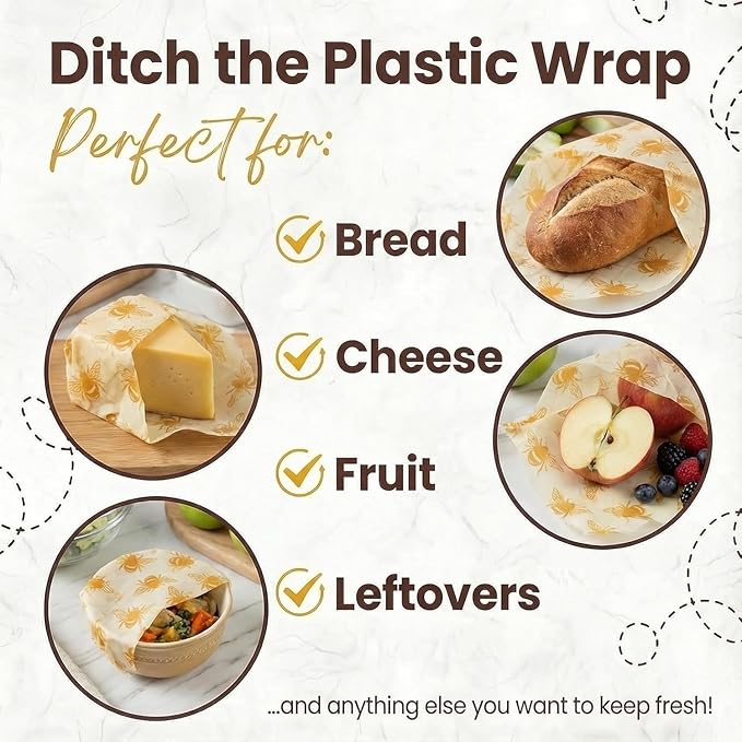 XXL Reusable Beeswax Wraps For Food - 14 x 55 in Roll | Cut to Size Bees Wax Wraps Reusable | Extra Large Beeswax Paper Sheet | Cute Bees Wax Roll for Food Wraps (Tropical Leaves)