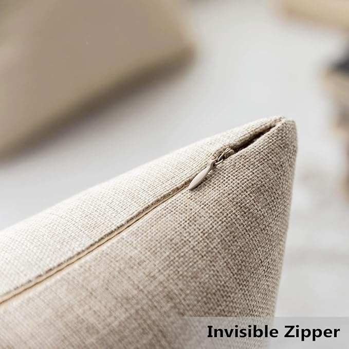 Home Brilliant Burlap Decorative Pillow Covers Throw Pillows for Couch, 22x22 inch, 55x55 cm, Light Linen