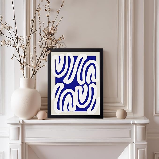 Monem Art Organic Shape Pattern Print - Modern Minimalist Abstract Poster - Wall Decor for Living Room, Bedroom or Office - 12x16 Black Framed Wall Art by Rs Lab Studio