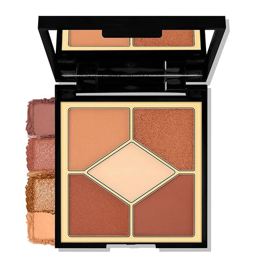 Boobeen 5-Color Eyeshadow Palette, Brown Neutral Tones with Matte Shimmer Glitter Finishes, Long-Lasting Everyday Makeup Palette，Blendable & Pigmented,Travel-Friendly