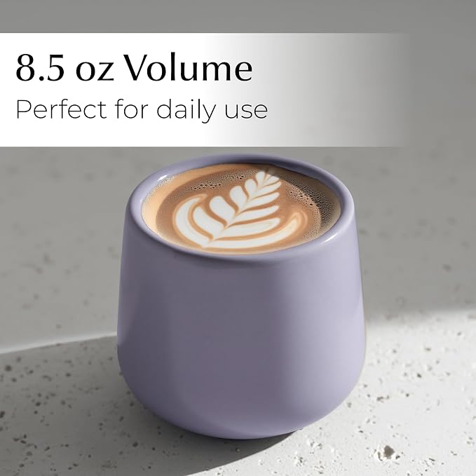 MIAMIO - Ceramic Cup Set of 4 (250 ml) / Ceramic Cups without Handles/Coffee Mugs, Coffee Cups, Cappuccino Cups (Pastel Coast)
