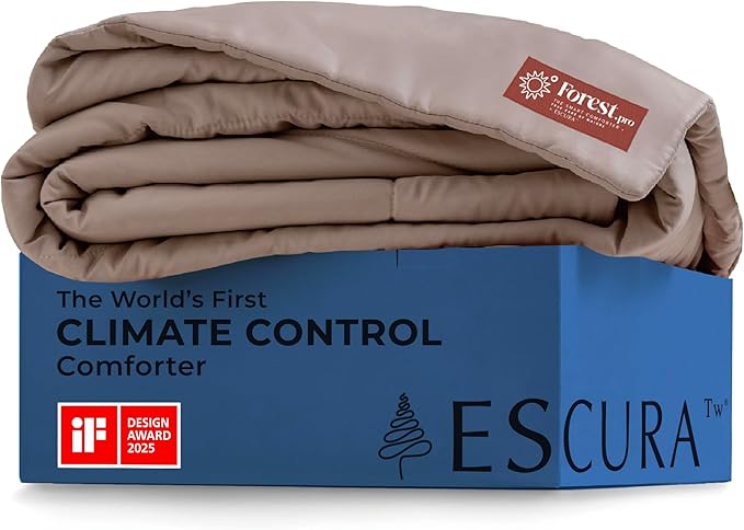 ESCURA Tw® Climate Control Comforter, Full/Queen, German Patented PCM Down Alternative All-Season Design for Hot Sleepers & Night Sweats, Bamboo Lightweight Breathable Hypoallergenic Blanket