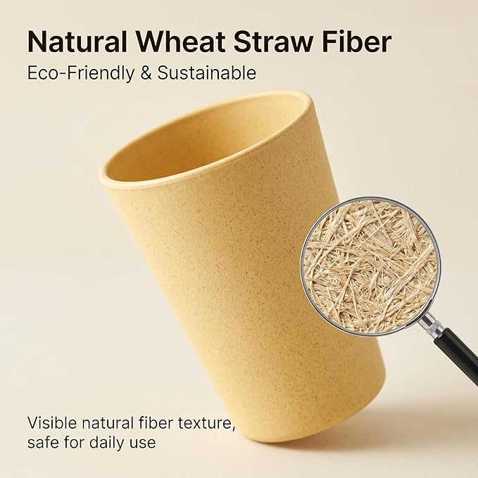 12 Pack Premium Wheat Straw Cups, 6 Pcs 20 oz & 6 Pcs 10 oz Unbreakable Drinking Cups, Alternative to Plastic Cups Sets, Reusable Water Glasses Tumbler, Microwave & Dishwasher Safe, Bpa Free, 6 Colors