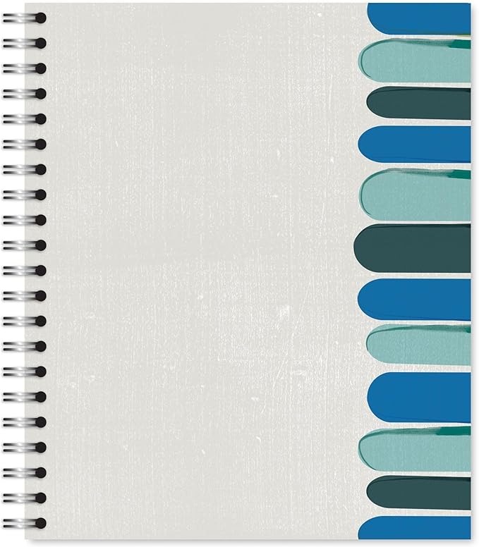 Large Spiral Bound Designer Notebook, Gray Keys Design, 11" x 9" 70 Sheets, 100% Recycled College Ruled Poages, Vegan, Made in USA