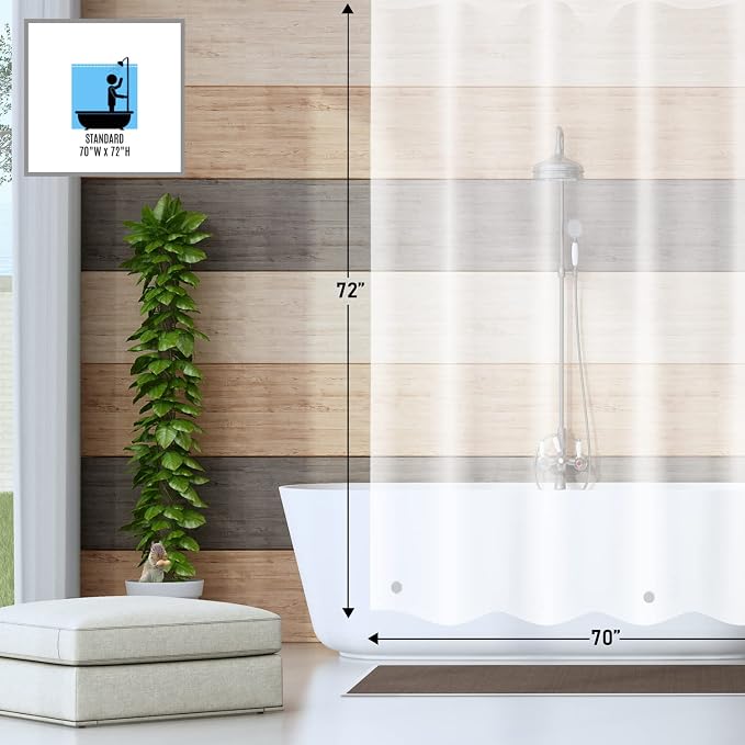 Shower Curtain Liner - Heavy Duty 6 Guage PEVA - Built in 3 Weighted Magnets - 12 Aluminium Grommets (2, Frosted, 72" x 72")